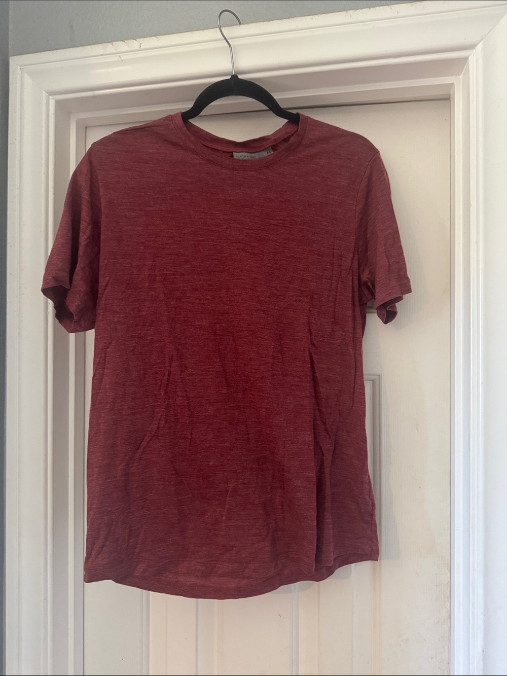 Icebreaker Heathered Maroon Short Sleeve Crew Tee Merino Wool